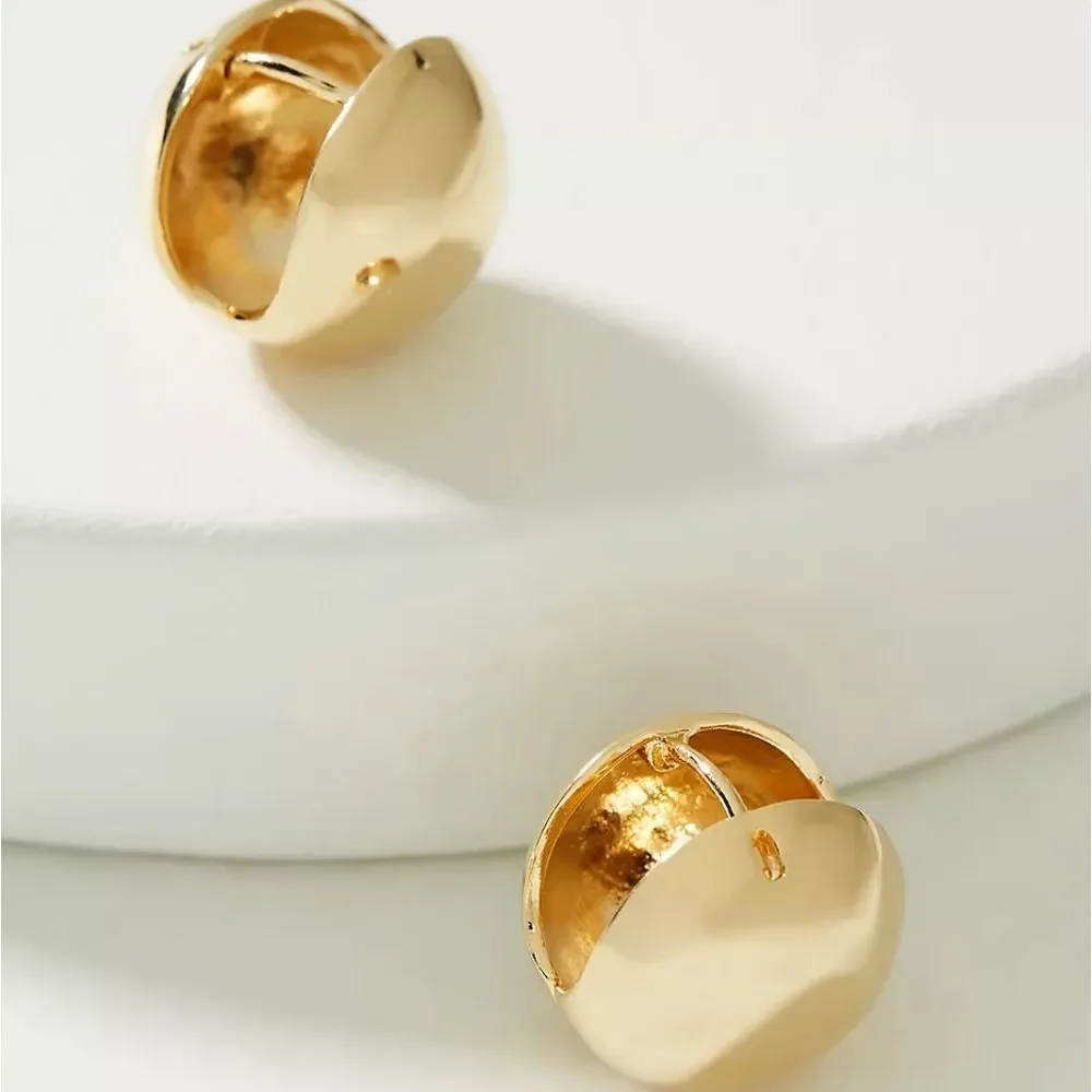 New! Anthro Gold Huggie Earrings - Picture 1 of 12